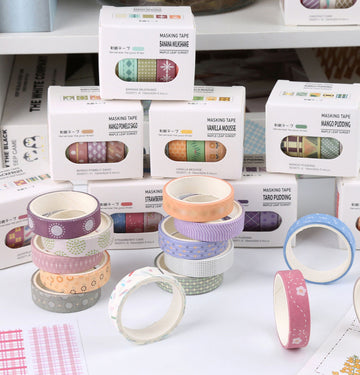 Thema Washi Tape Set voor Journaling & Scrapbooking | 12 Dozen × 5 Rollen | 10mm × 2m | Planner Stickertape