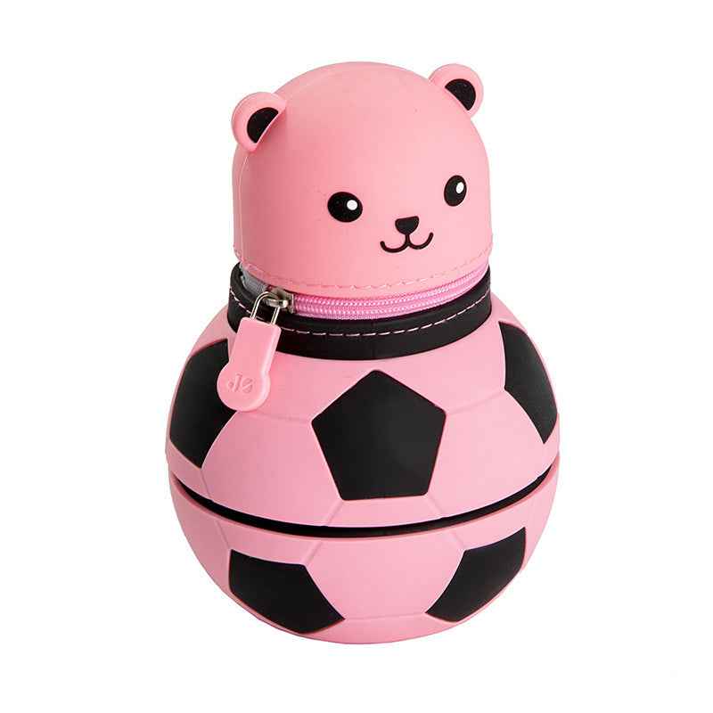Cute Cartoon Bear Soccer Ball Silicone Pen Holder