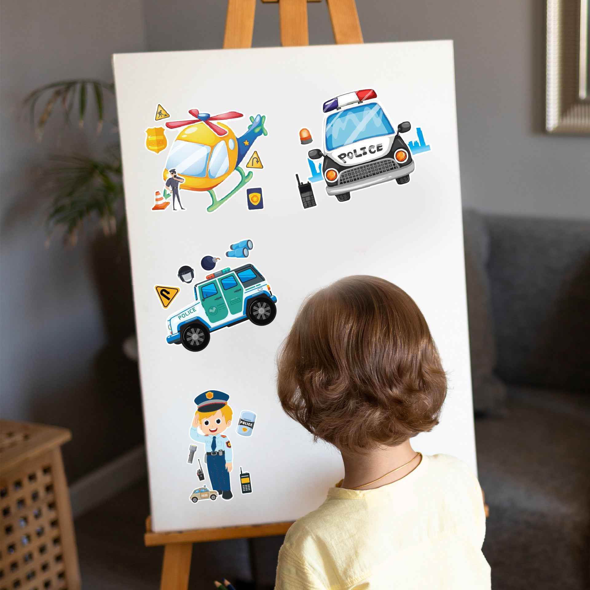 Make a Face Cartoon Police Stickers for Kids 24 Sheets
