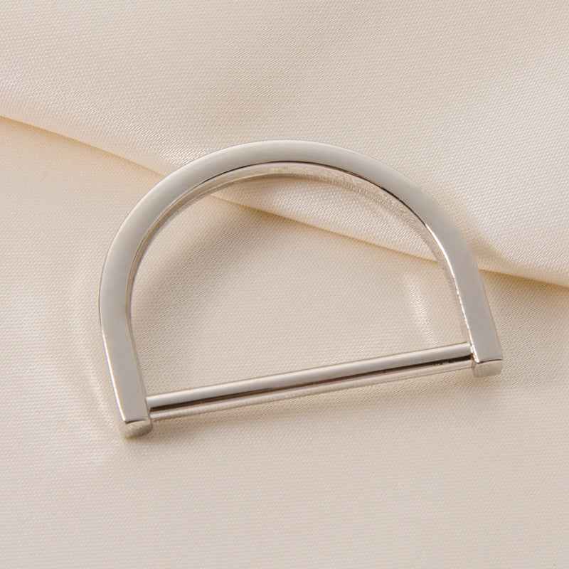 White/silver metal D-ring strap adjuster buckle with sliding bar