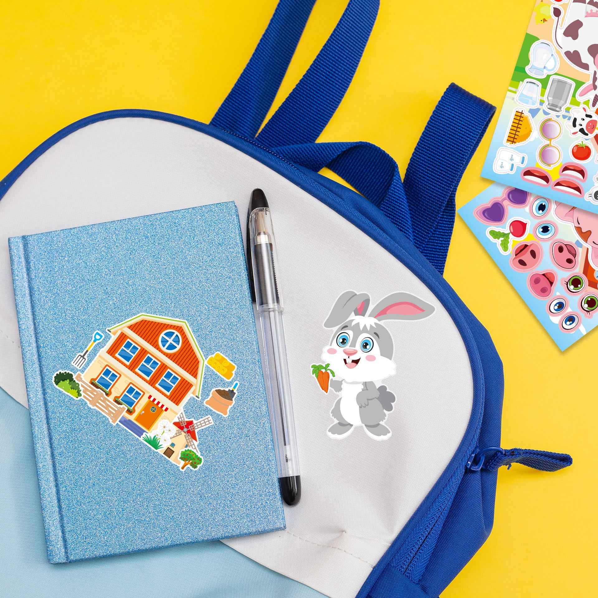 Make a Face Anime Farm Animals Stickers for Kids 24 Sheets