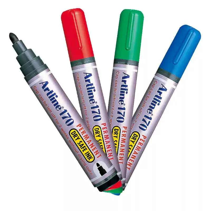 Artline 170 Dry-Safe Permanent Markers | 2.0mm Bullet Tip 3 Pack