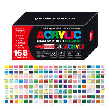 GuangNa GN8101 Soft Brush Acrylic Marker Set 168 Colors