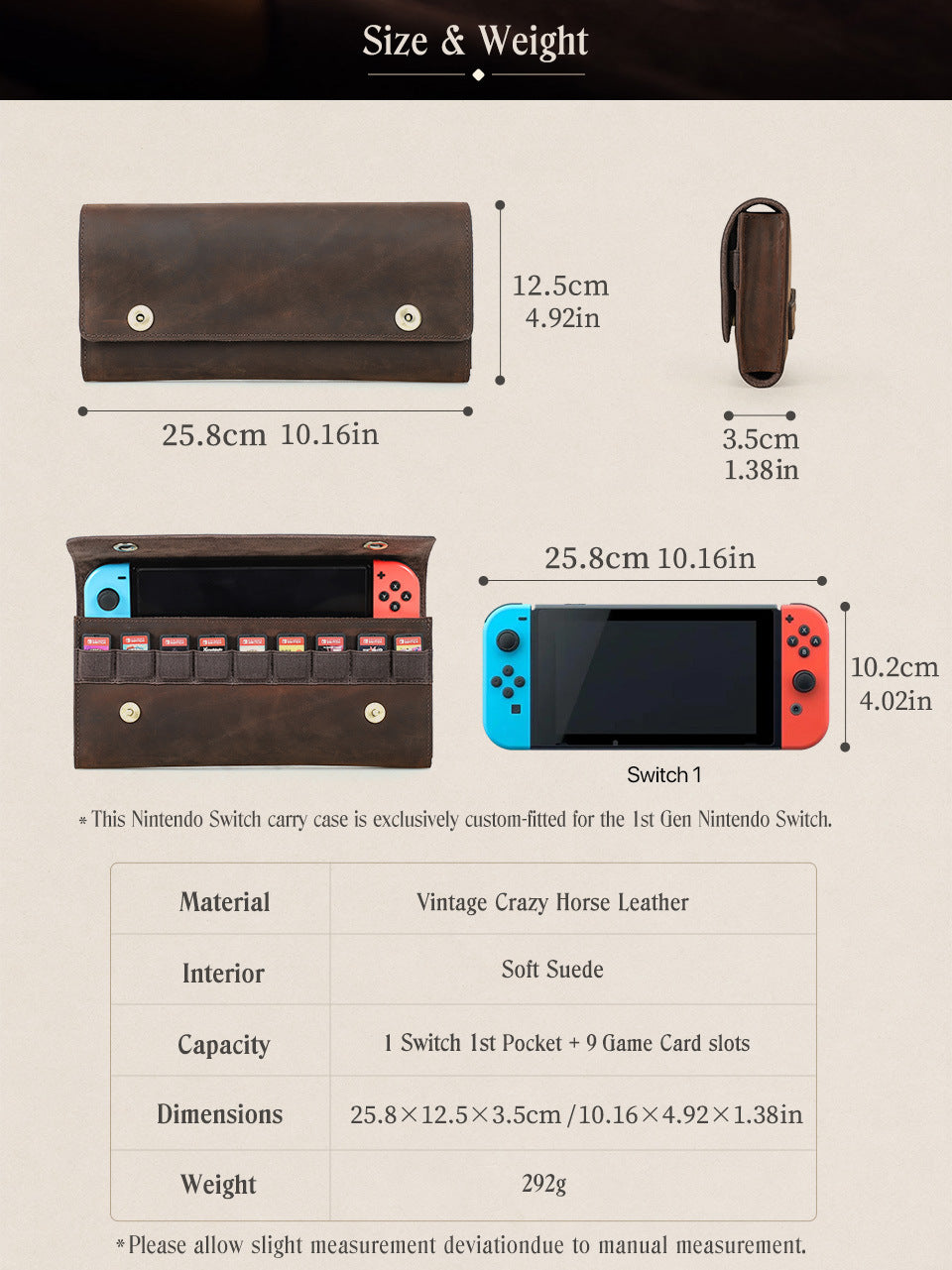 Nintendo Switch 2 Case Leather Carrying Bag with 9 Game Card Slots & Magnetic Closure