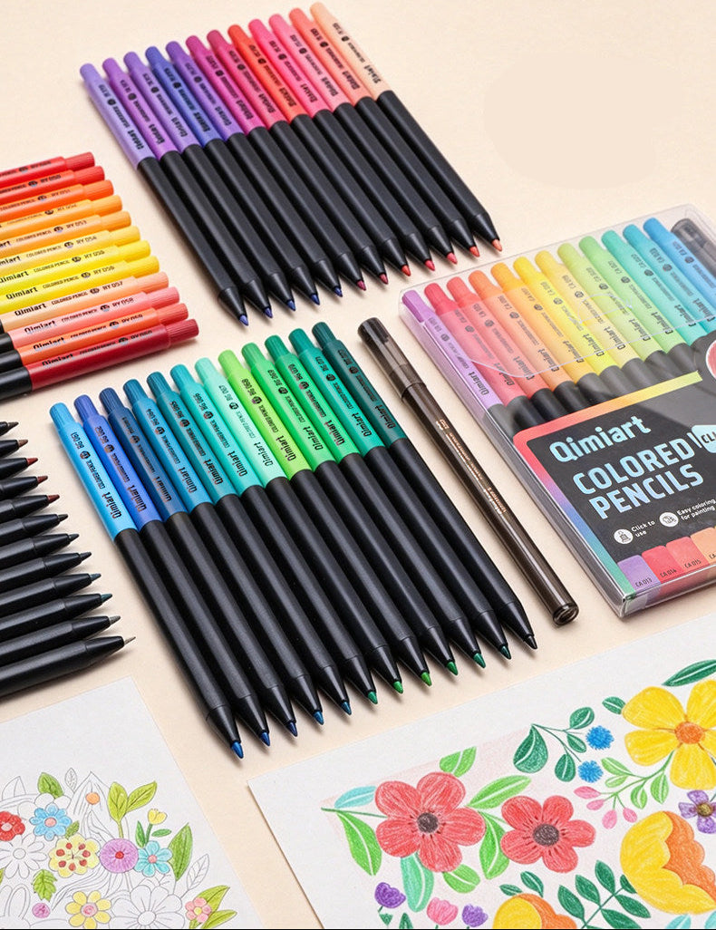 Qimiart Click Retractable Colored Pencils 48 Pack Oil-Based Includes Sharpener