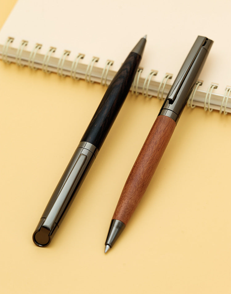 Natural Wood & Black Titanium Rollerball Pen 10-Pack 5 Rosewood+5 Ebony