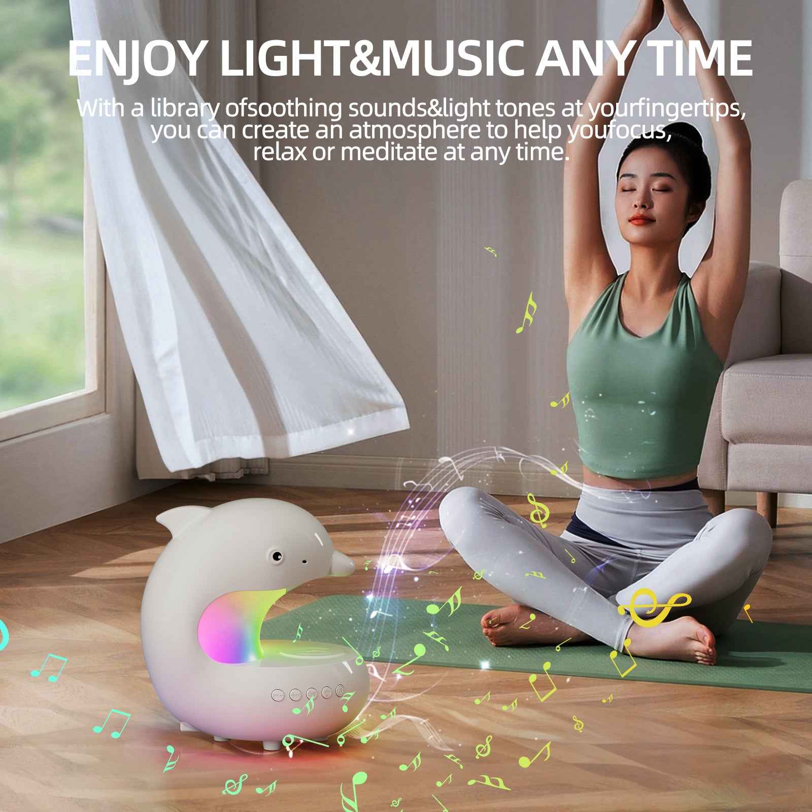 Dolphin Night Light with Wireless Charger & Bluetooth Speaker