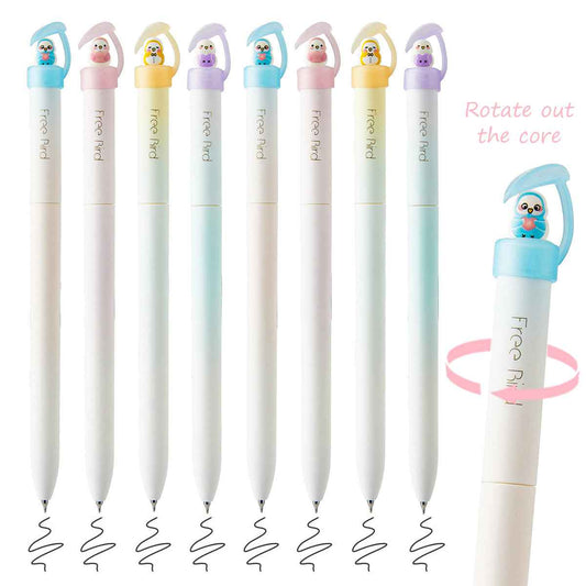 8pcs Cute Free Bird Gel Pens Black Ink 0.5mm