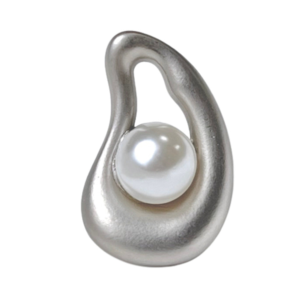 Silver 23mm avocado pearl hollow metal shank button with white pearl center