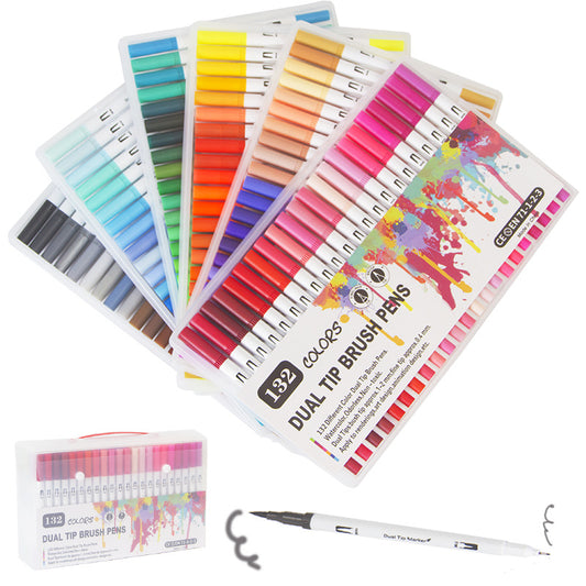 100/120/132 Colors Dual Tip Brush Art Marker Pens