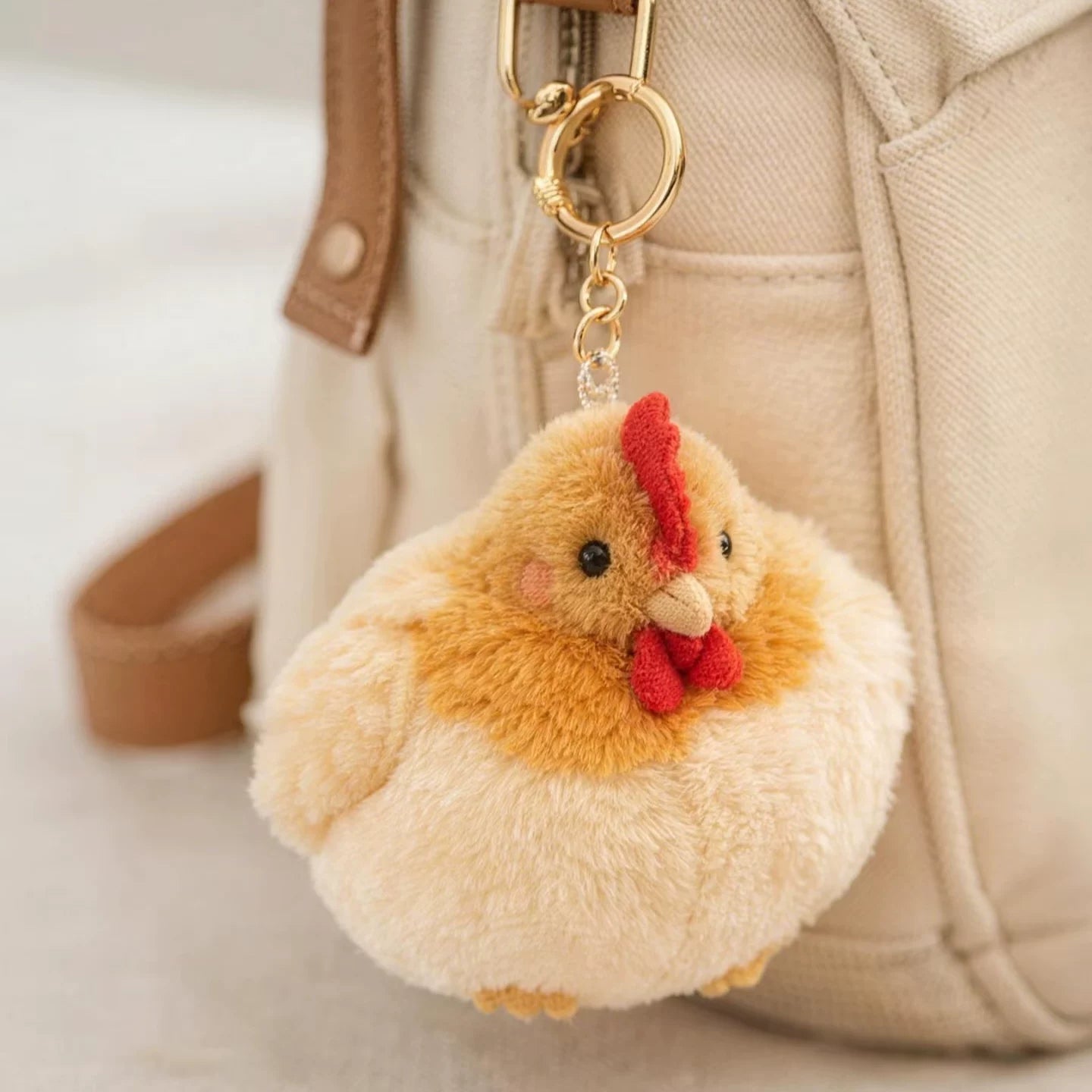 Cute Chicken Plush Keychain – Soft Stuffed Animal Bag Charm Pendant 5