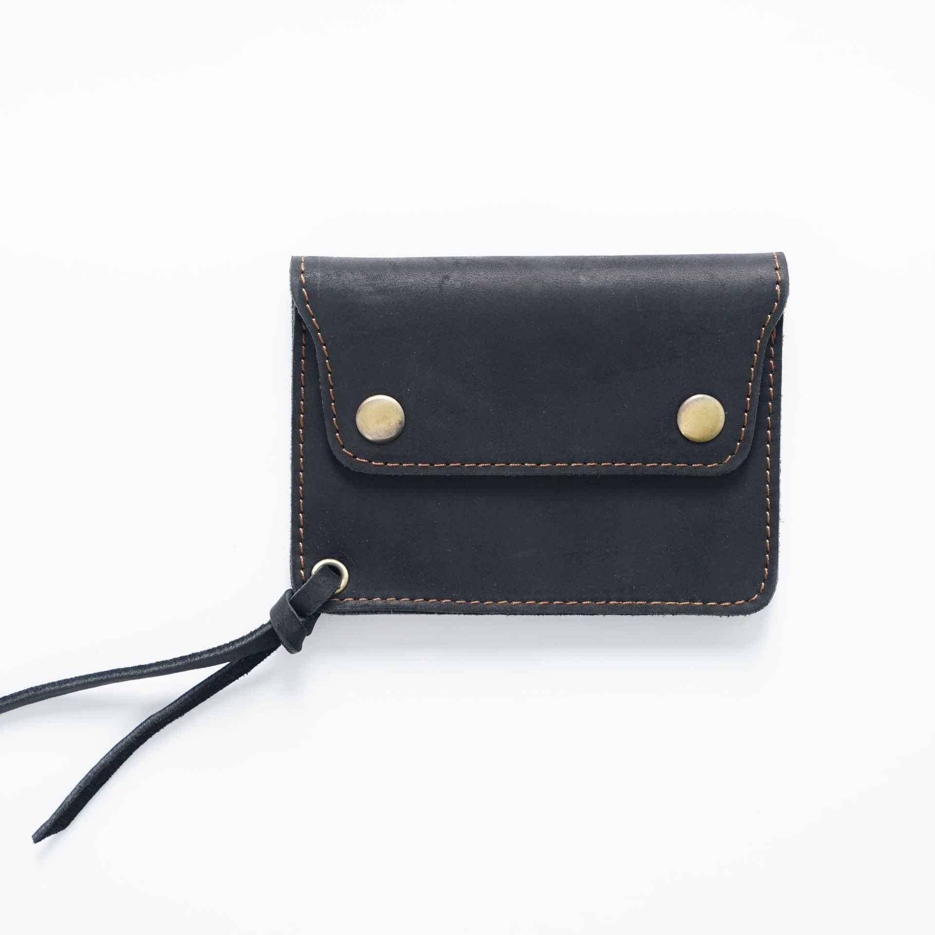 Handmade Crazy Horse Leather Card Holder Wallet Black