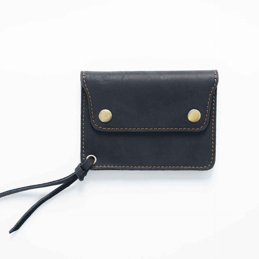 Handmade Crazy Horse Leather Card Holder Wallet Black