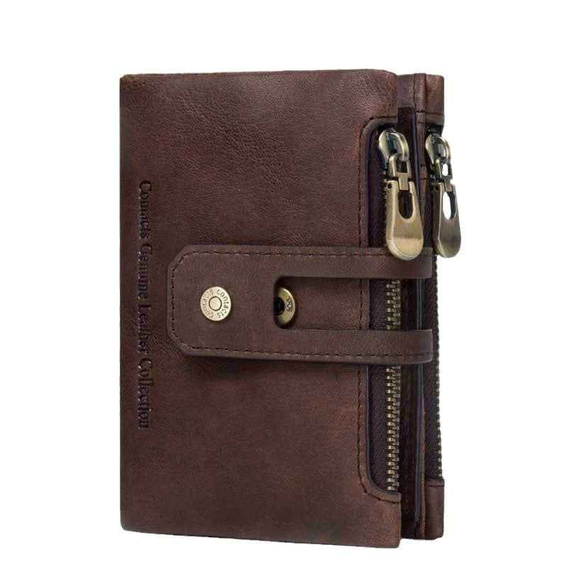 Men Leather Trifold Wallet RFID Blocking