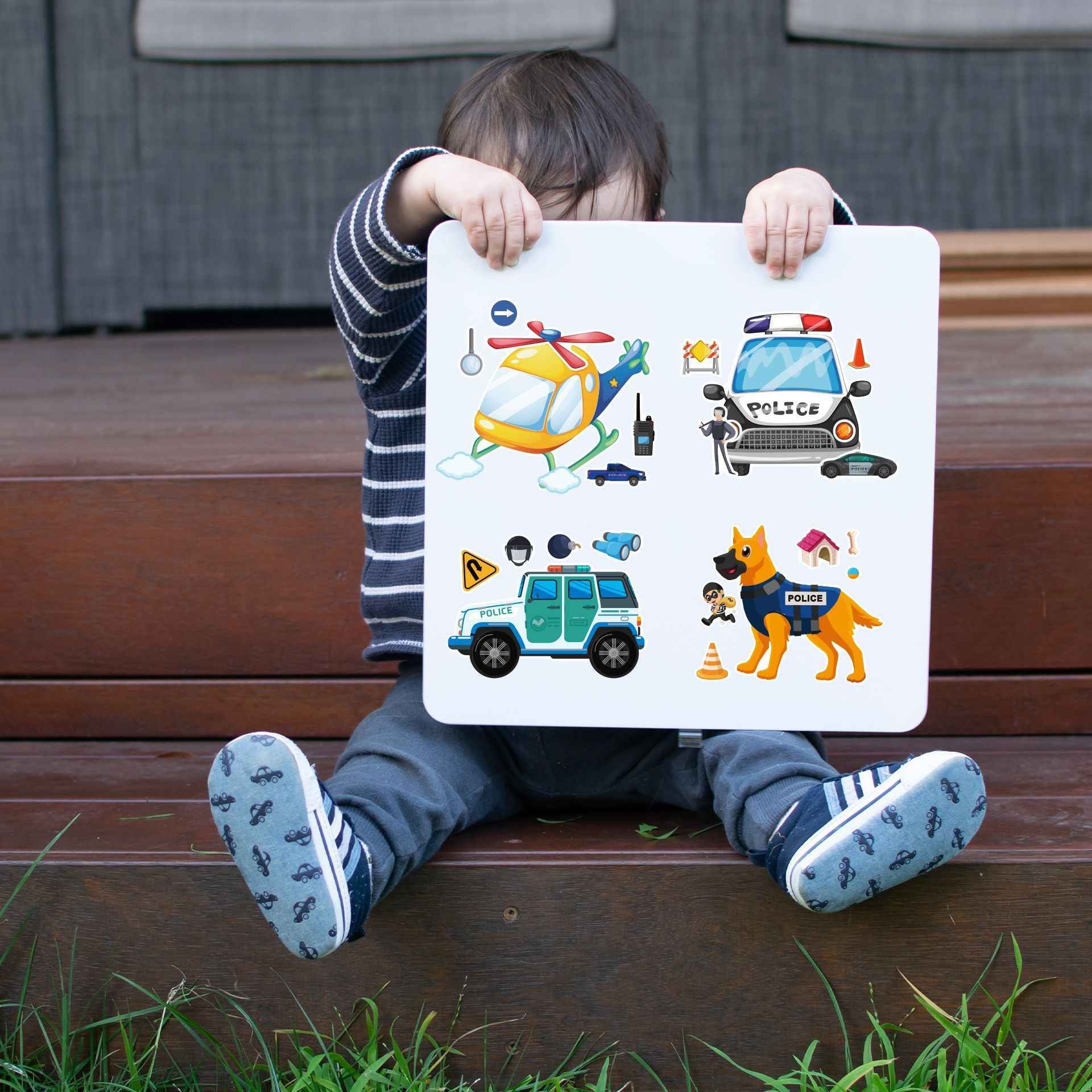 Make a Face Cartoon Police Stickers for Kids 24 Sheets