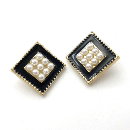 20mm Gold and Silver Square Pearl Metal Shank Buttons 12pcs 1