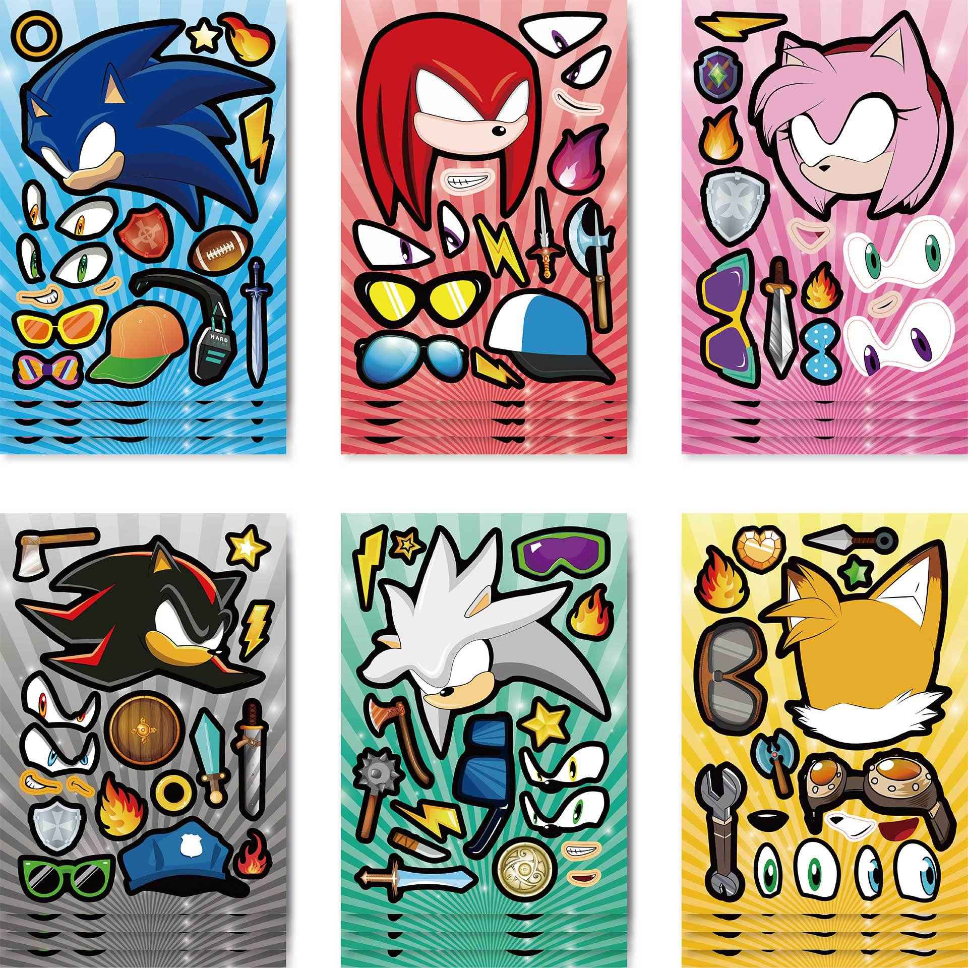 Make a Face Sonic the Hedgehog Anime Stickers for Kids 30 Sheets