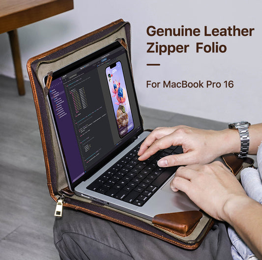 Leather Laptop Bag for MacBook Pro 16” & 15.4” Handheld Carry Case & Protective Sleeve