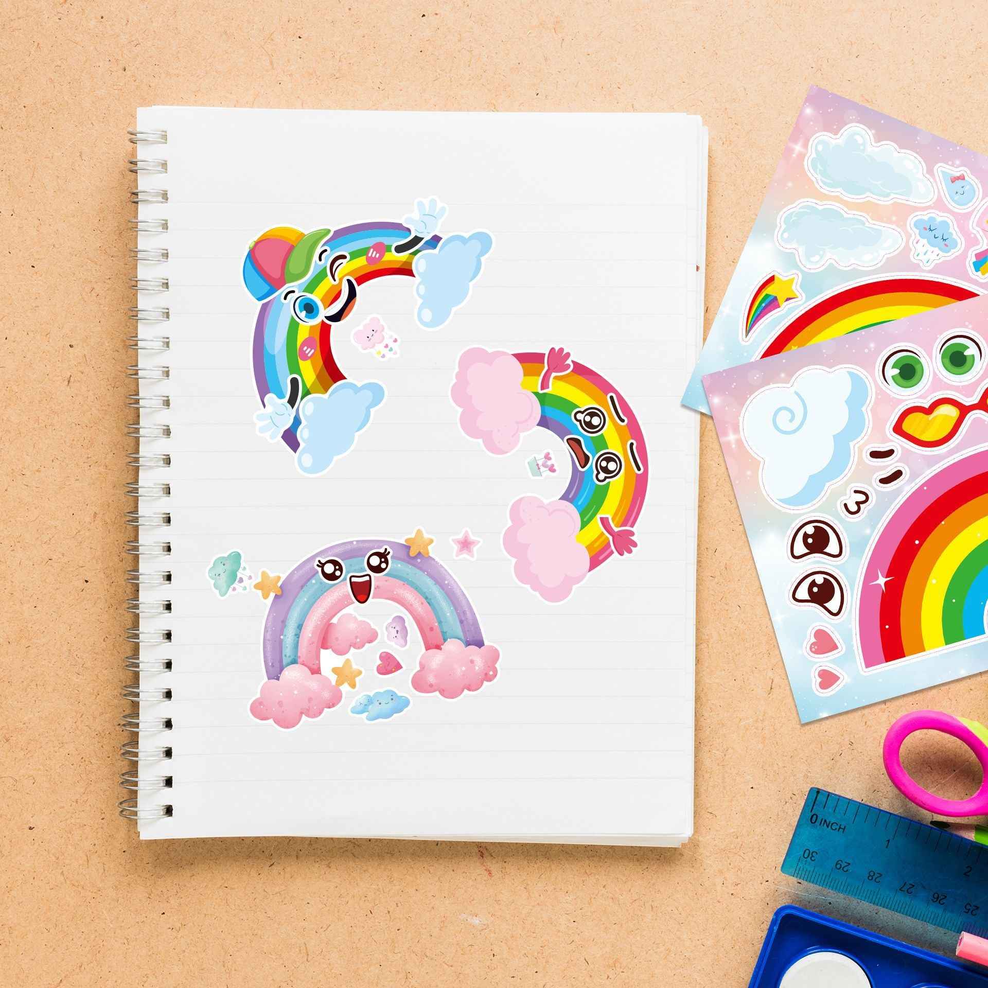 Make a Face Rainbow Stickers for Kids 24 Sheets