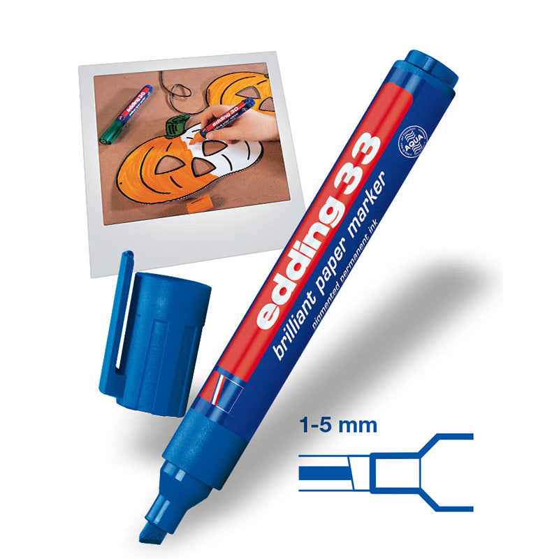 edding 33 brilliant paper marker black red blue color 3 Pack