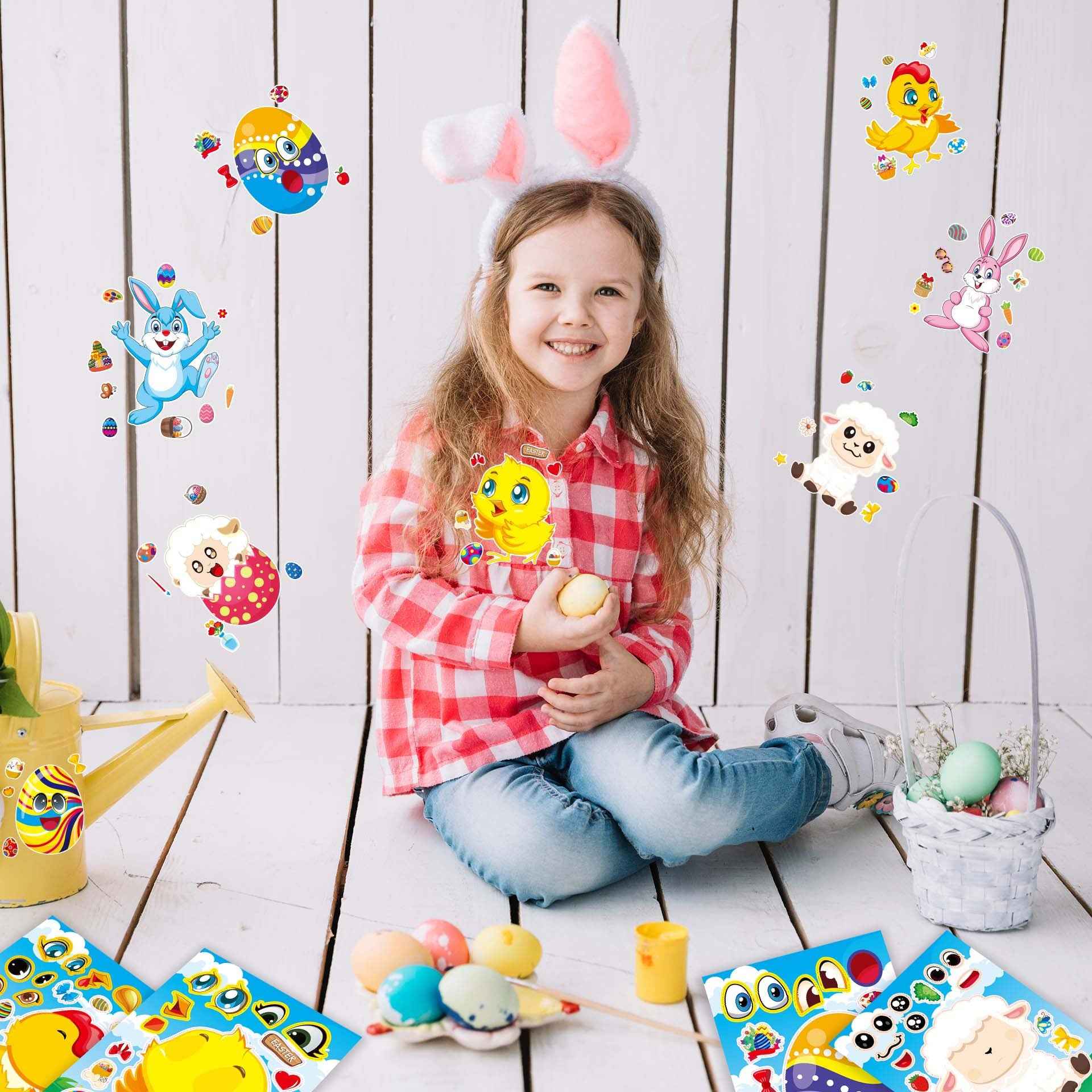 Make a Face Cartoon Easter Day Stickers for Kids 24 Sheets