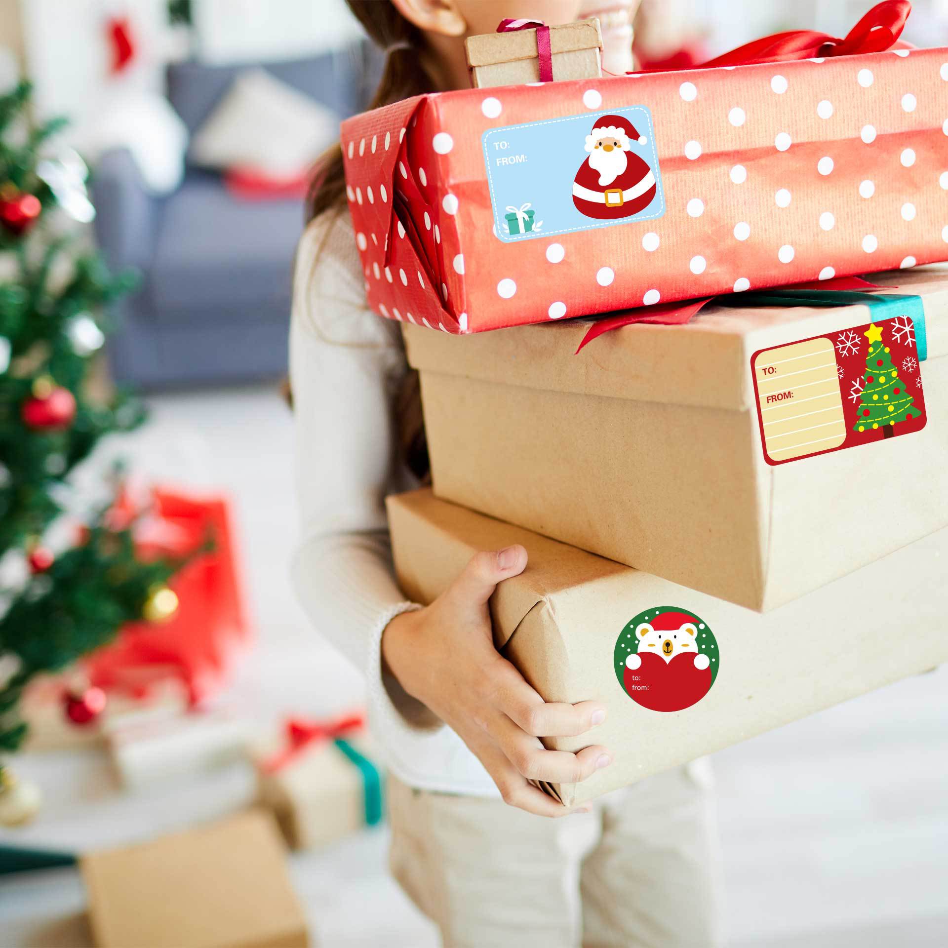 216pcs Christmas Tag To and From Stickers for Gift Box Wrapping