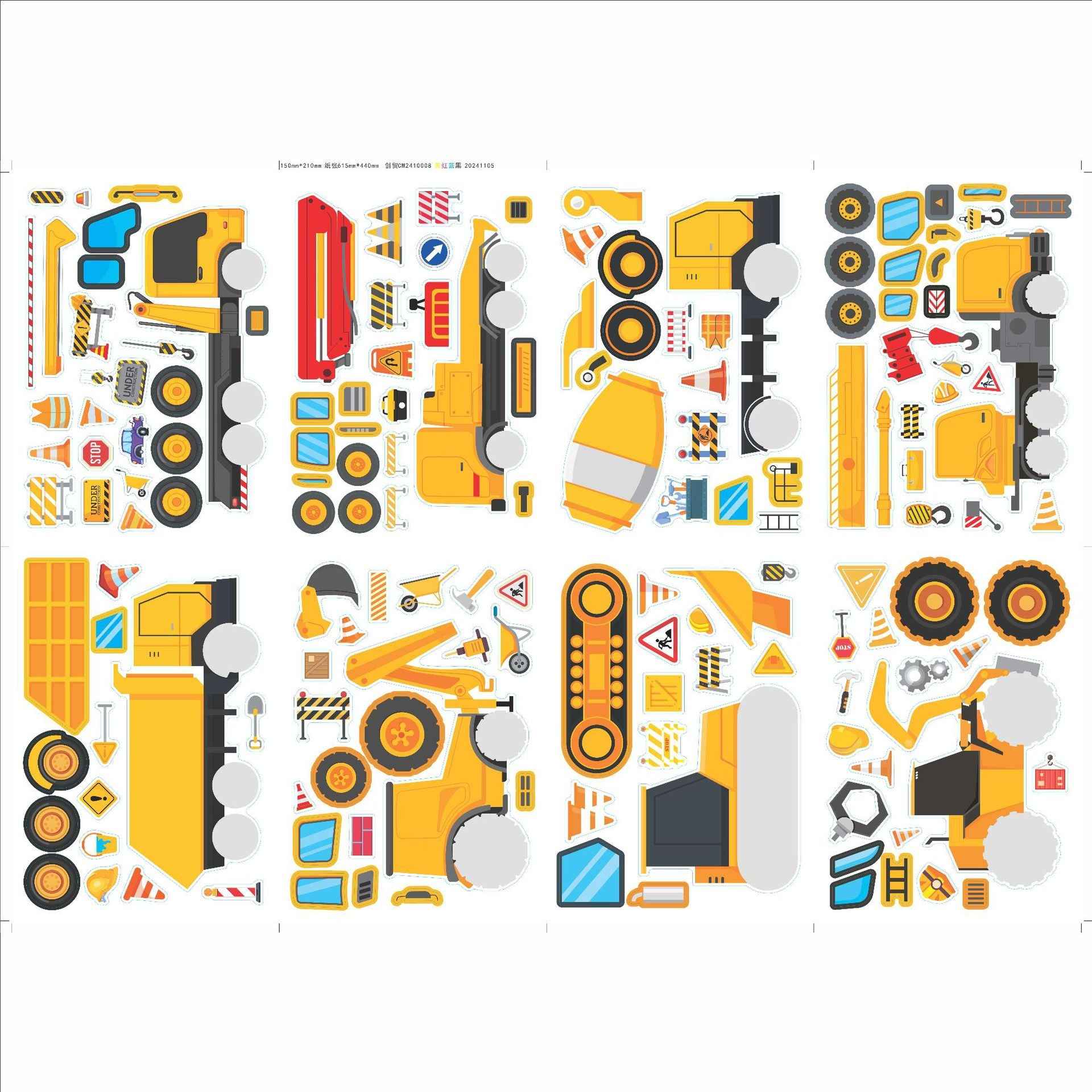 Make a Face Engineering Vehicle Stickers for Kids 24 Sheets