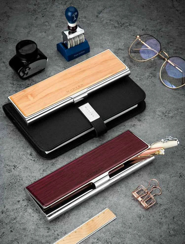 MODERN Stainless Steel Hand-Polished Mirror Pencil Case