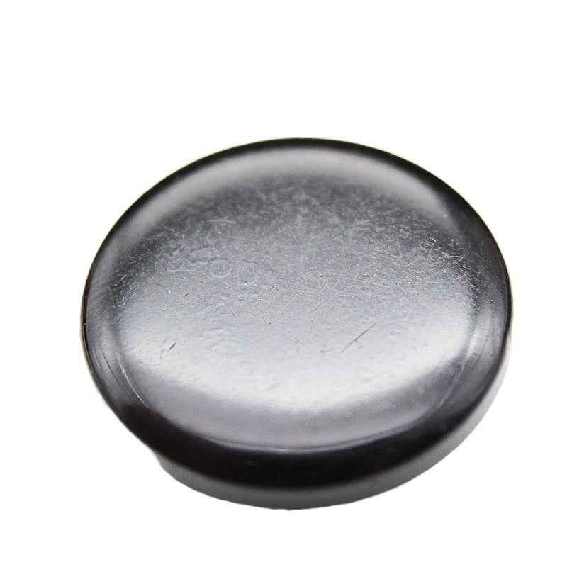 Black round resin button back, smooth finish with hidden-hole opening
