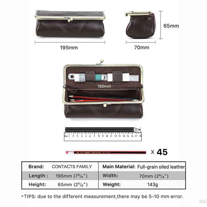 Leather Pencil Case Stationery Pen Pouch Holder