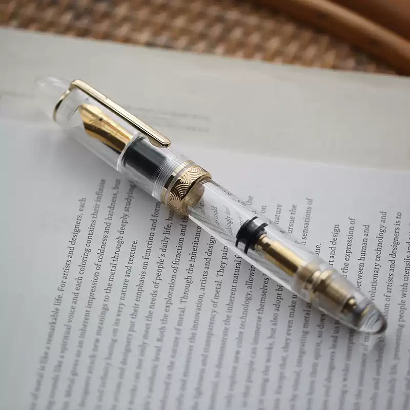 MAJOHN P140 Large Demonstrator Fountain Pen | Full Transparent Body | #8 Nib