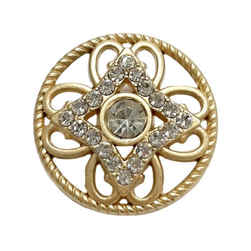 Runder Metallknopf mit hohler Blumenfassung, goldfarben, Strass-Details
