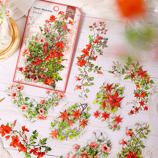 Conjunto de Autocolantes PET Oficina de Flores – 60 Autocolantes Decorativos Florais Grandes