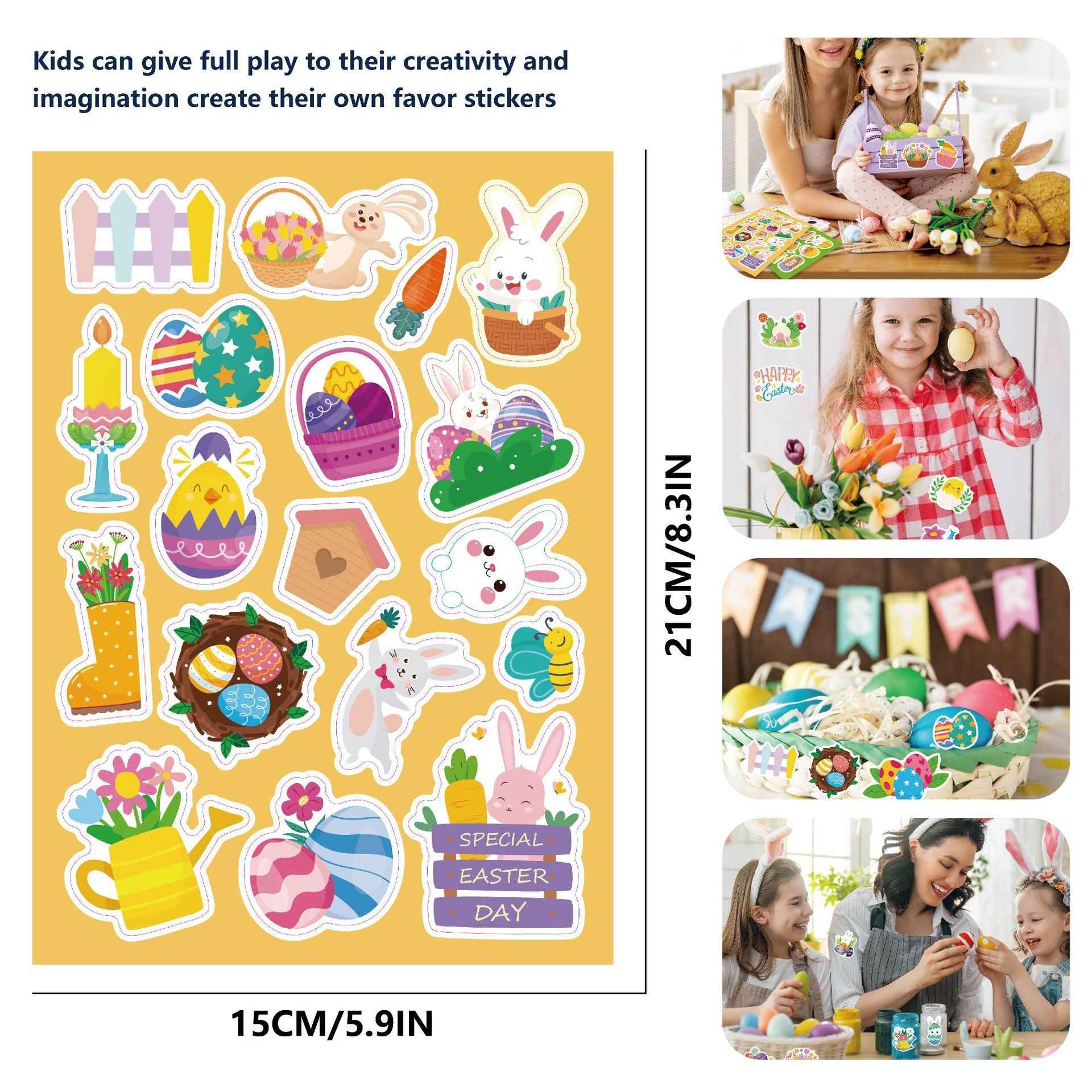 Make a Face Cartoon Happy Easter Stickers for Kids 24 Sheets
