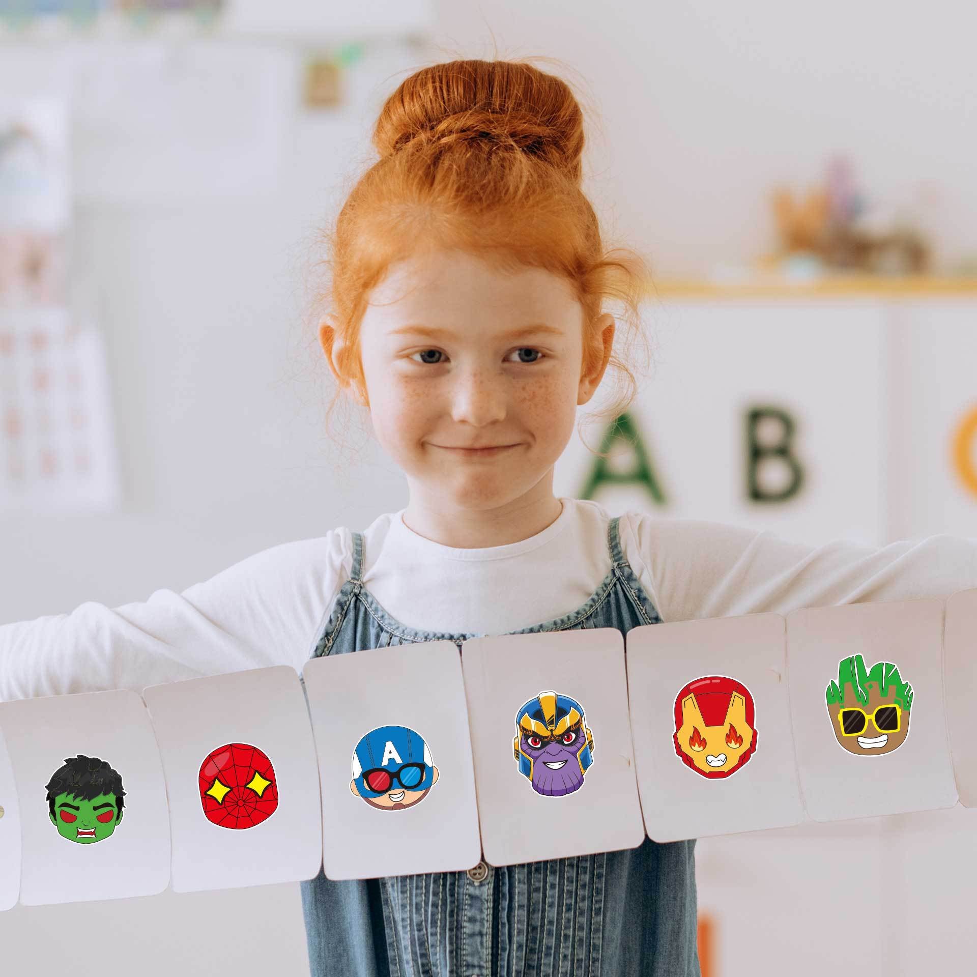 32 Sheets Cartoon Marvel Make a Face DIY Stickers for Kids - TTpen
