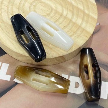 4.7cm rectangular resin 2-hole buckle buttons, black and white set (10pcs)