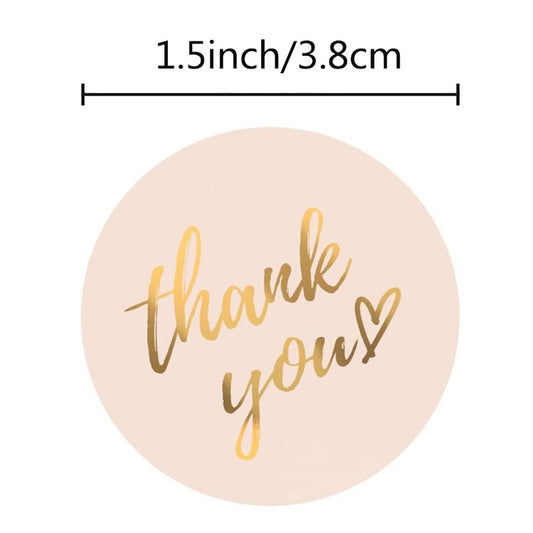 Thank You Stickers Roll 500 Labels 1.5 inch 4 Classic Colors with Gold Foil Design