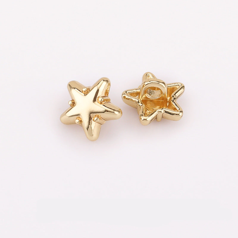 Star metal shank shirt buttons, gold-tone finish (front view pair)