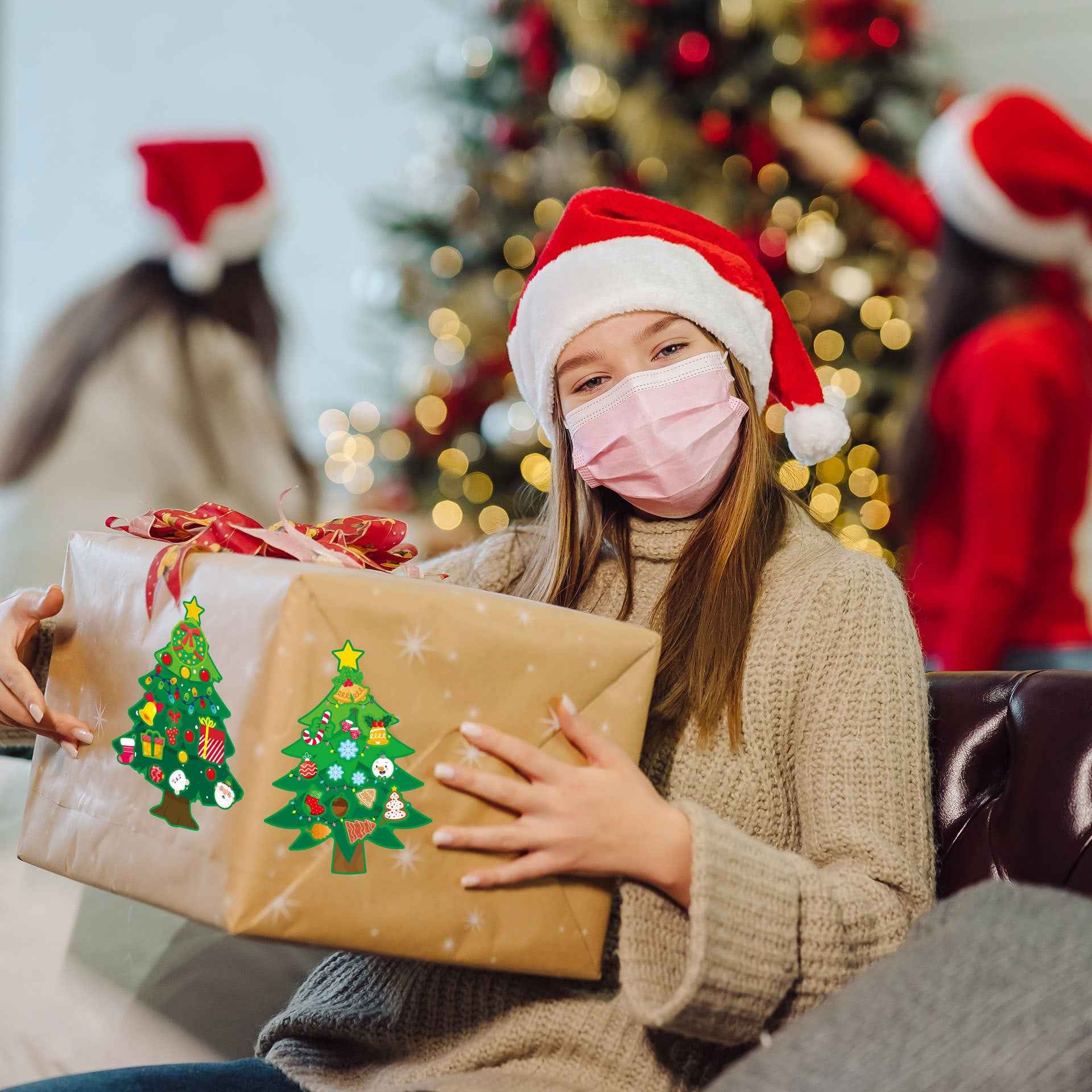 Make a Face Christmas Tree Stickers for Kids 24 Sheets