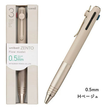 Uni-ball ZENTO Flow Model gelpen med 3 farver | Sort, rød og blå blæk | 0.38 / 0.5 mm