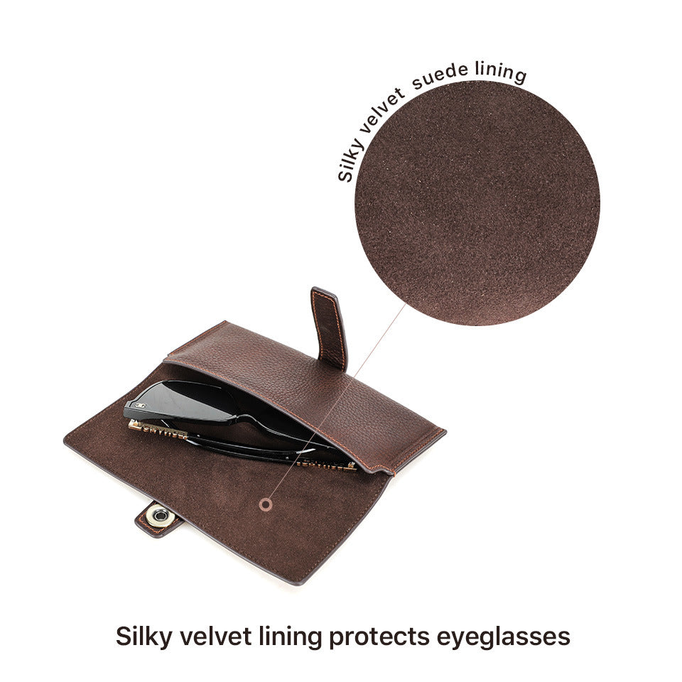 Full-Grain Leather Glasses Case – Handcrafted Magnetic Closure Sunglasses Storage Box