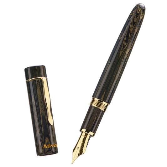 Asvine C2000 Cumberland Hard Rubber Fountain Pen | Oversized #8 Nib | Vintage Luxury Dark Brown
