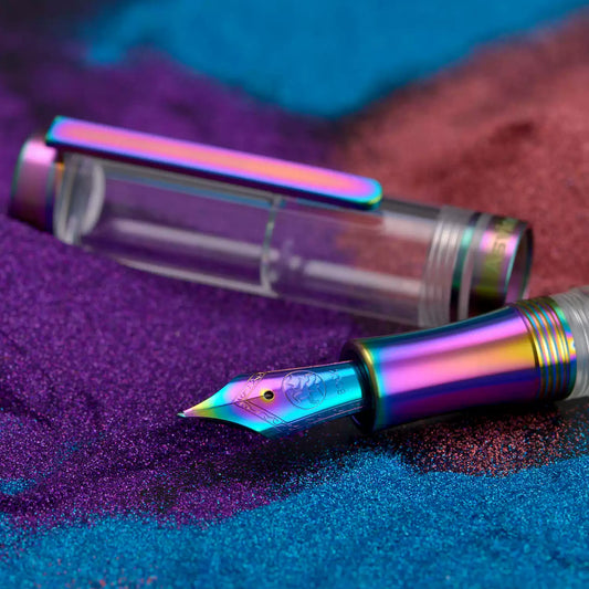 Asvine V200 Titanium Alloy Vacuum Filling Fountain Pen Laser Iridescent Finish