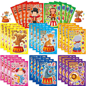 Make a Face Cartoon Circus DIY Stickers for Kids 24 Sheets