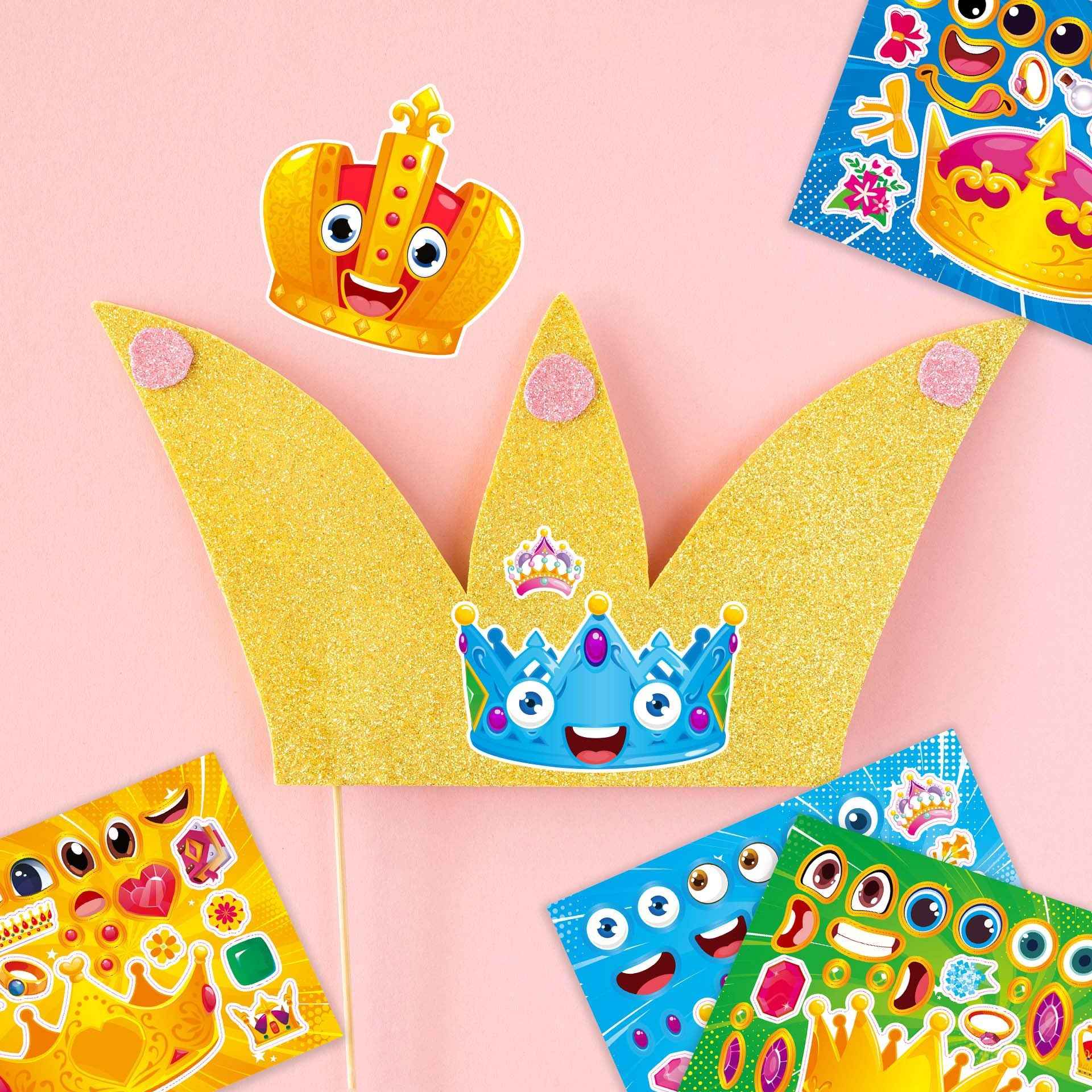 Make a Face Cartoon Crown DIY Stickers for Kids 24 Sheets
