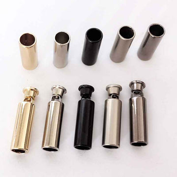 Metal cylinder drawstring stopper, 7x20mm, 30-pack assorted colors