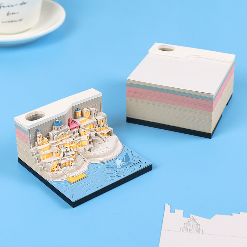 2024 Time Piece Santorini 3D Calendar Memo Pad with LED Lights