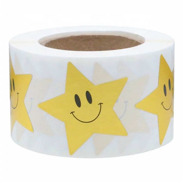 500pcs Happy Star Smile Face Reward Stickers,1.5 inch Gold - TTpen