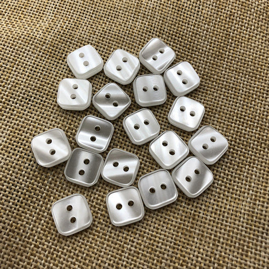 11.5mm Pearl White Square 2-Hole Resin Transparent Shirt Buttons 100pcs