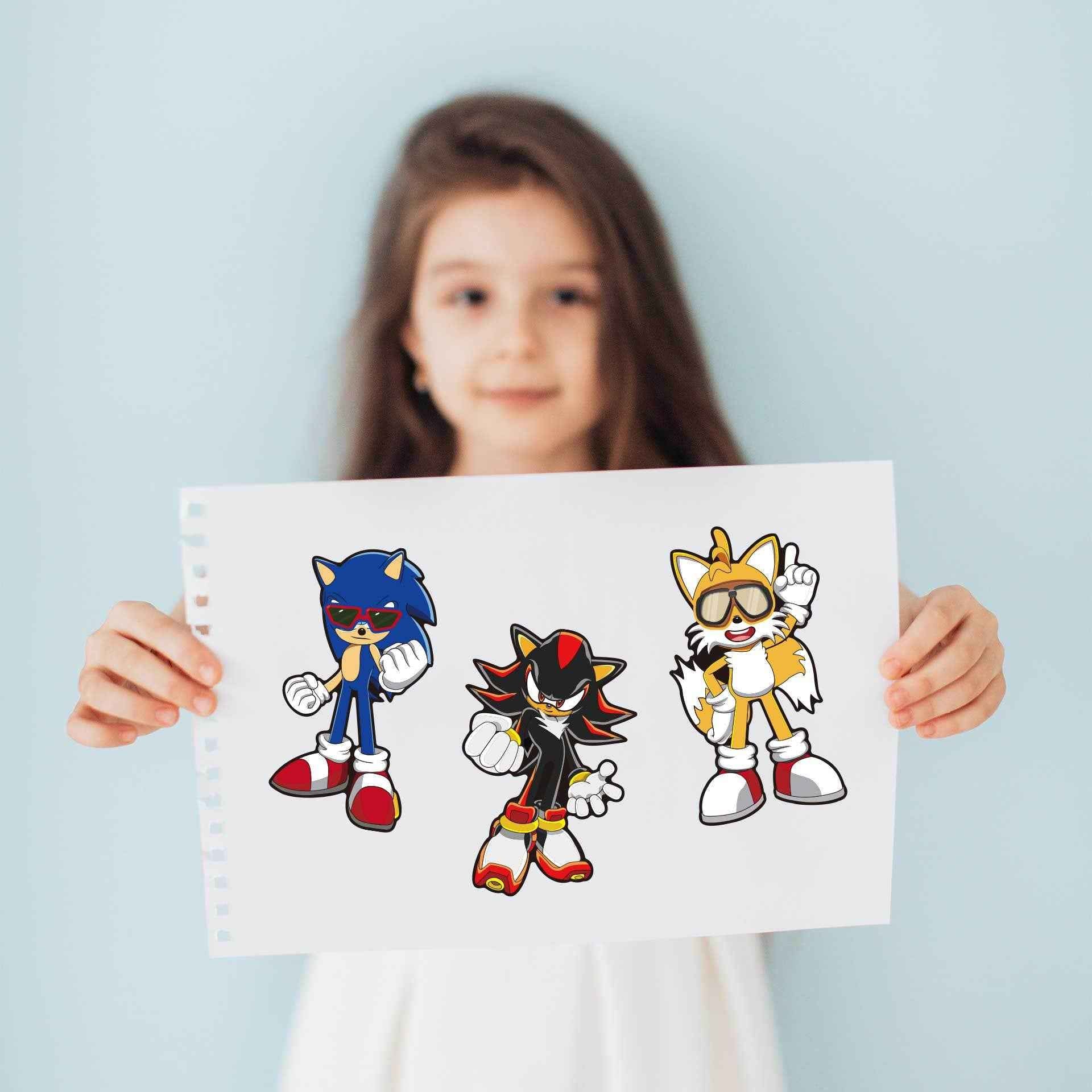 Make a Face Cartoon Sonic The Hedgehog Stickers for Kids 24 Sheets